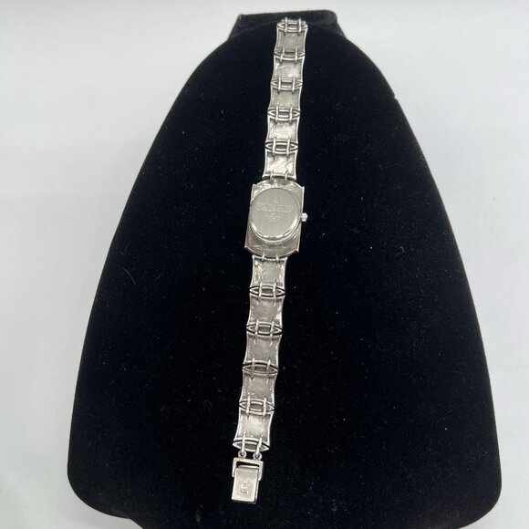 Vintage DBJ 925 Sterling Marcasite Abalone Bracelet Watch Art Deco Quartz Works
